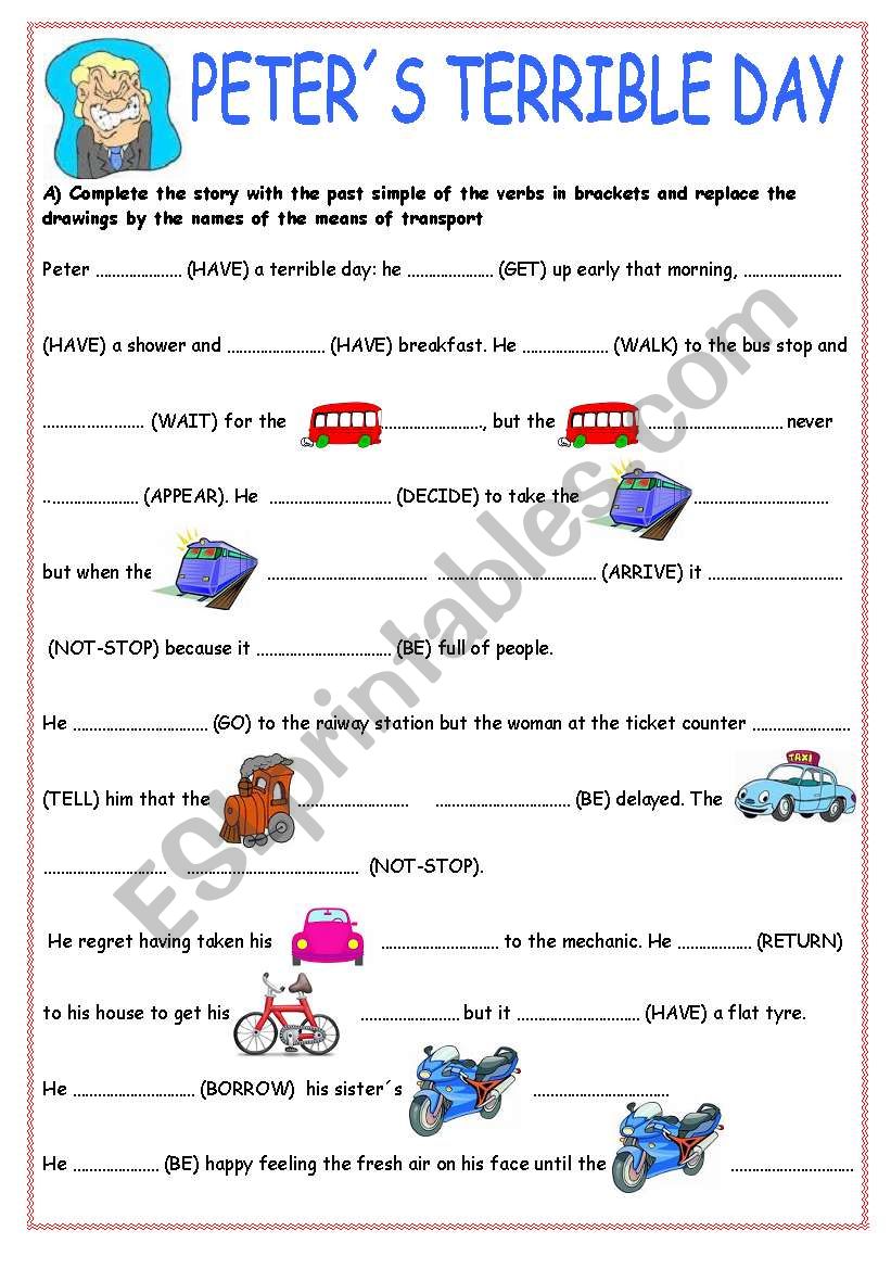 PETERS TERRIBLE DAY worksheet