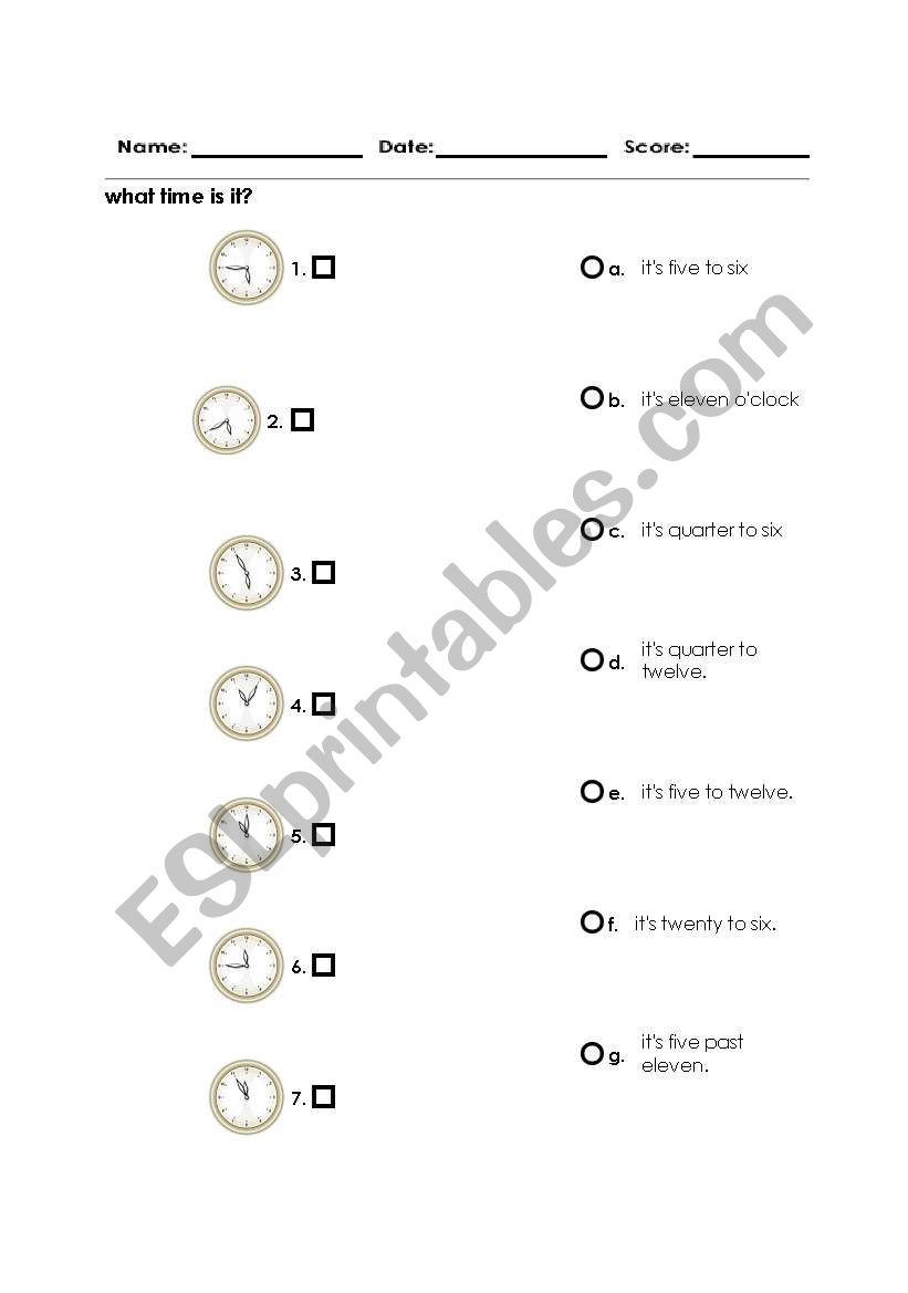 What time is it? worksheet