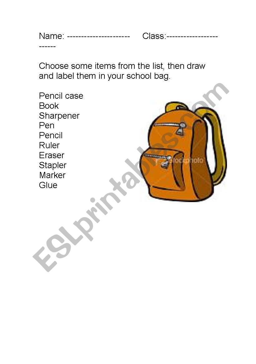 Things in your bagclassroom dans ma troussecartable poster  Teaching  Resources