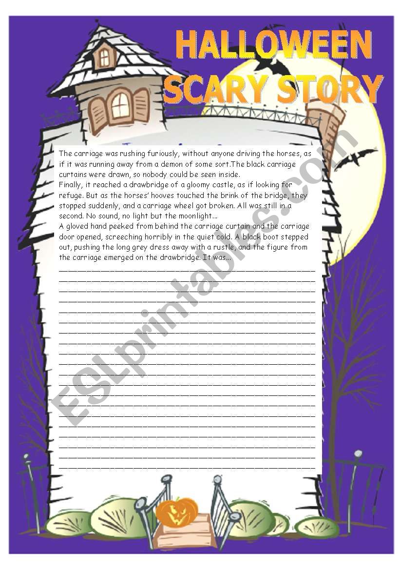 Halloween scary story worksheet