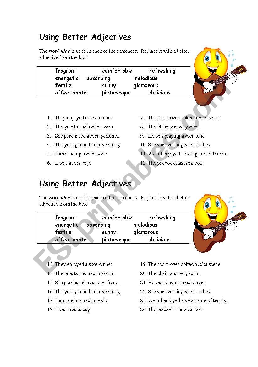 using better adjectives worksheet