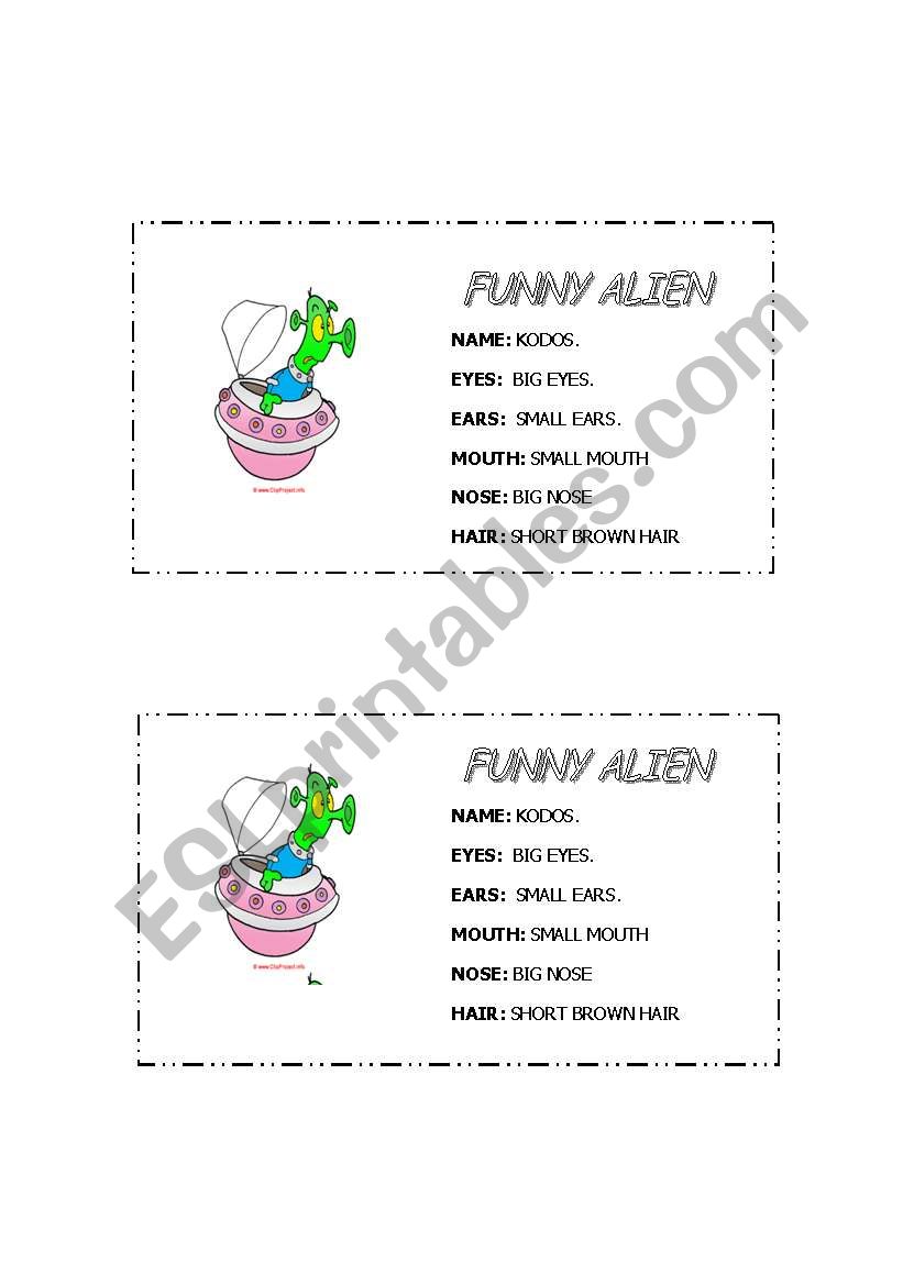 Funny alien-description. worksheet