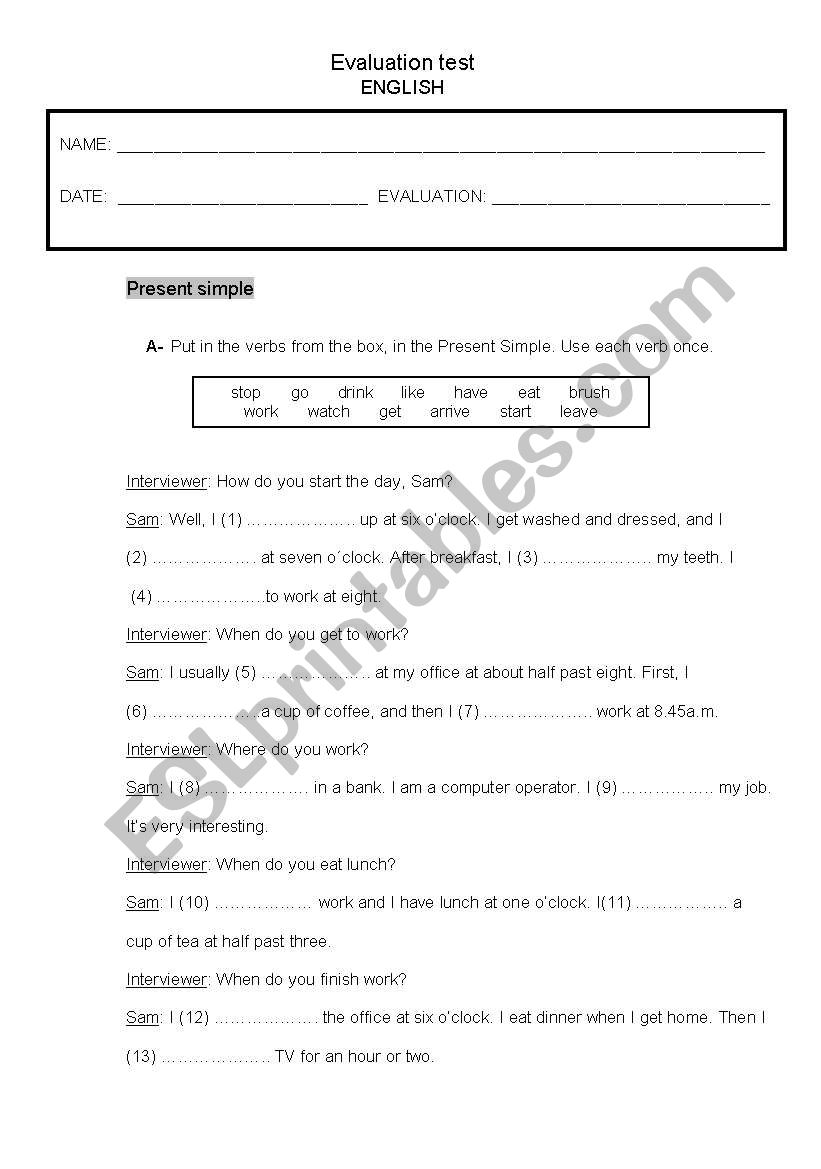 Present Simple - 3 pages worksheet