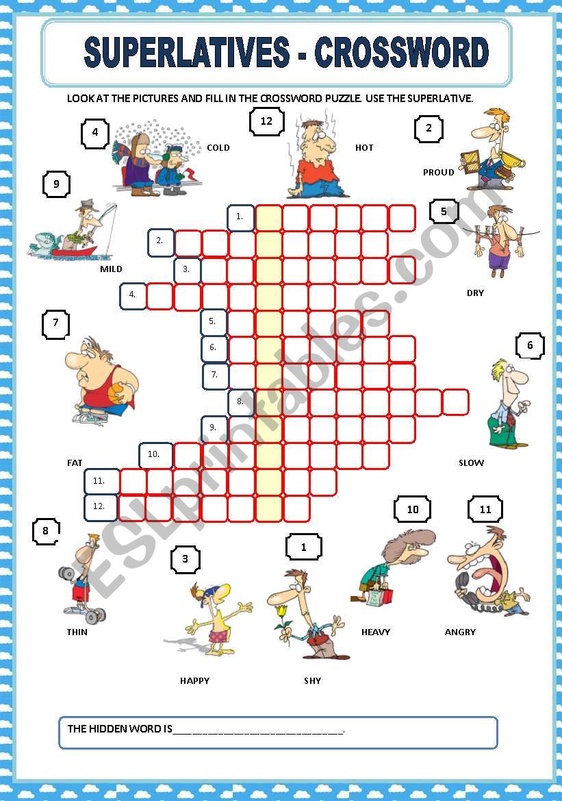 SUPERLATIVES - CROSSWORD worksheet