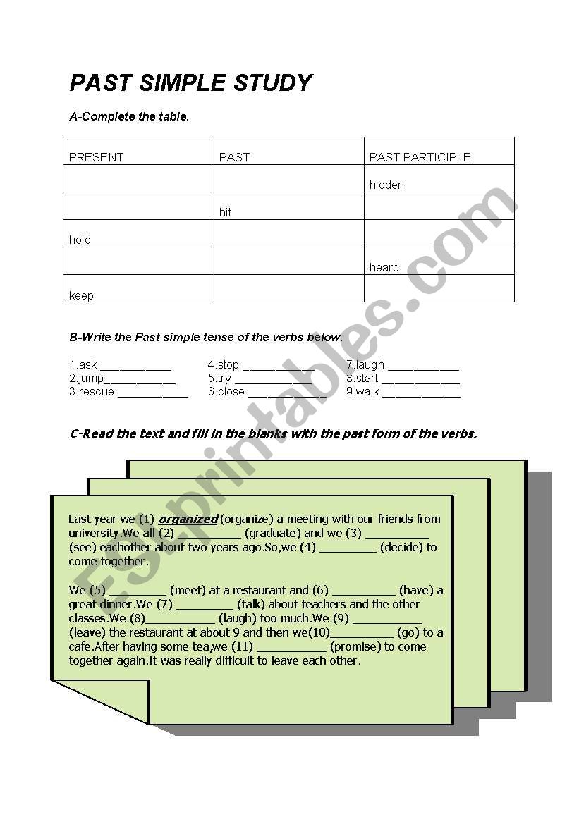 past simple worksheet