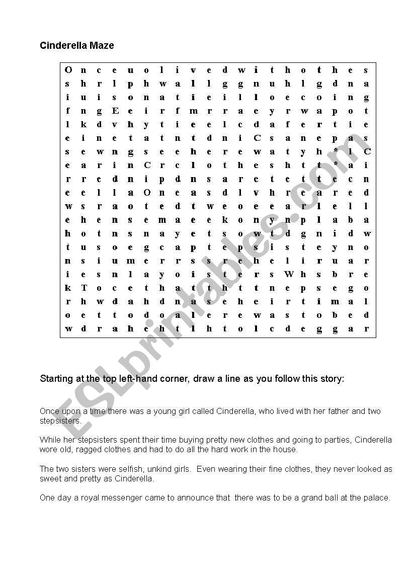 Cinderella Maze worksheet