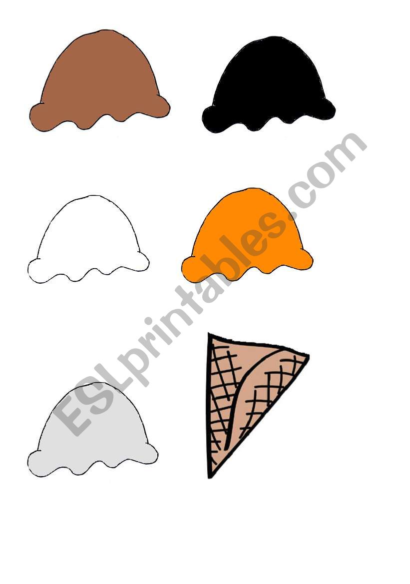 colours - ice creams 2 worksheet