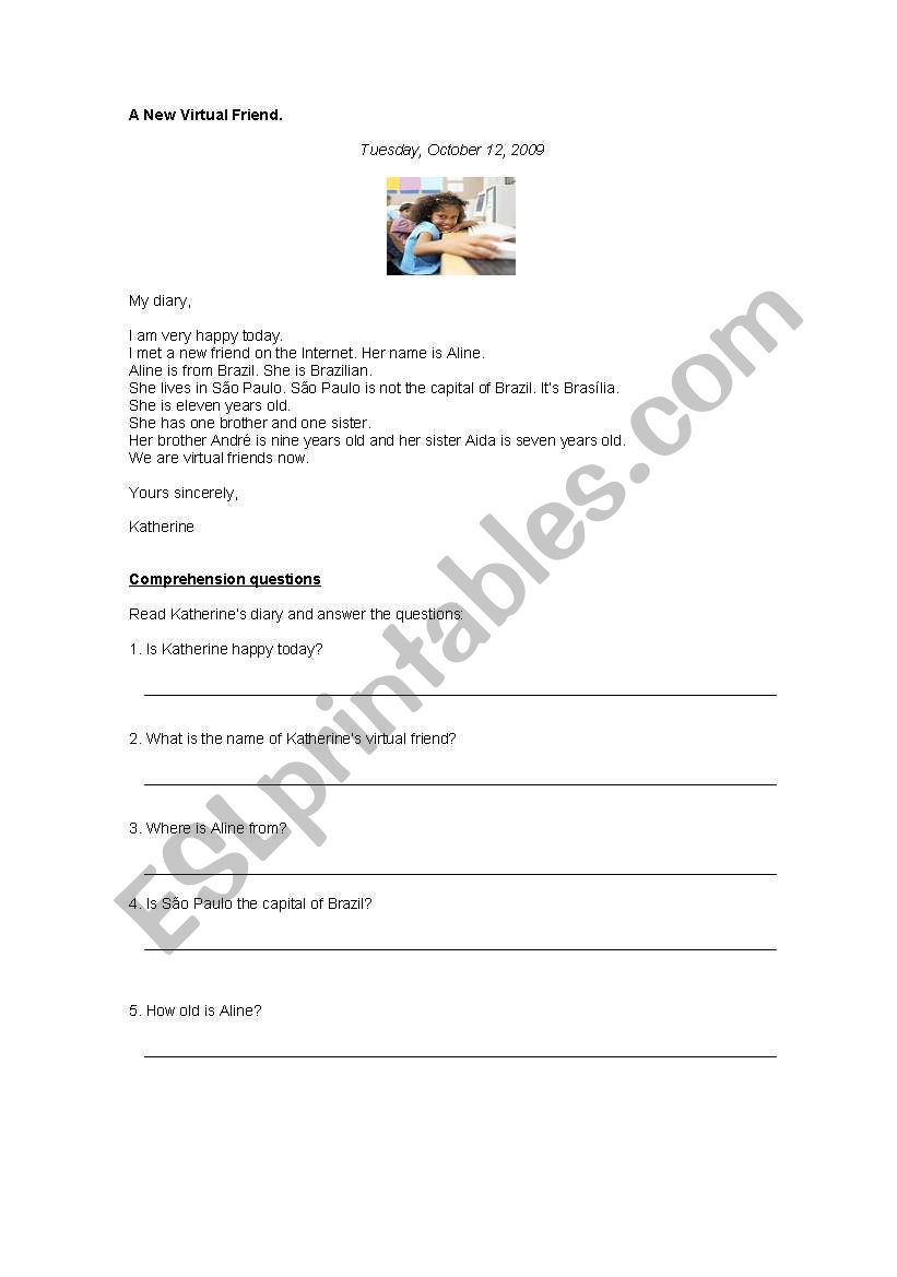 A New Virtual Friend worksheet