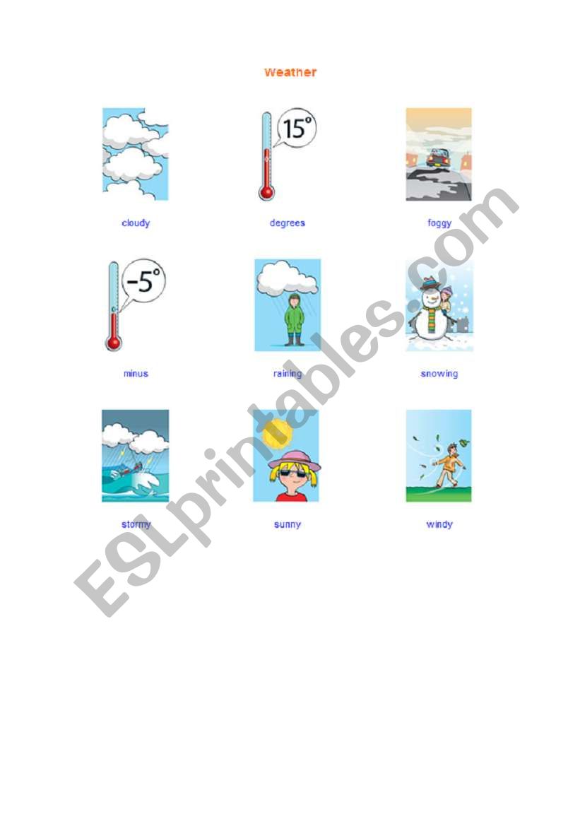 weather picture dictionary worksheet