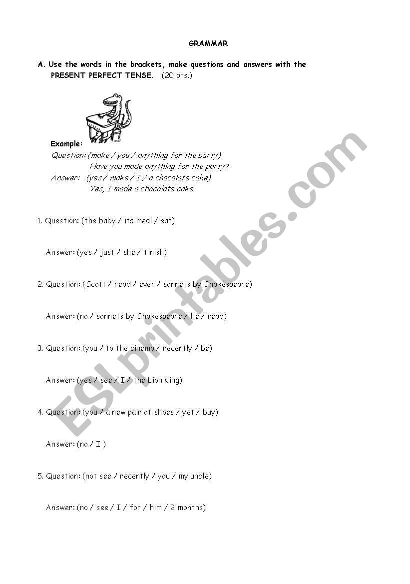 grammar revision worksheet