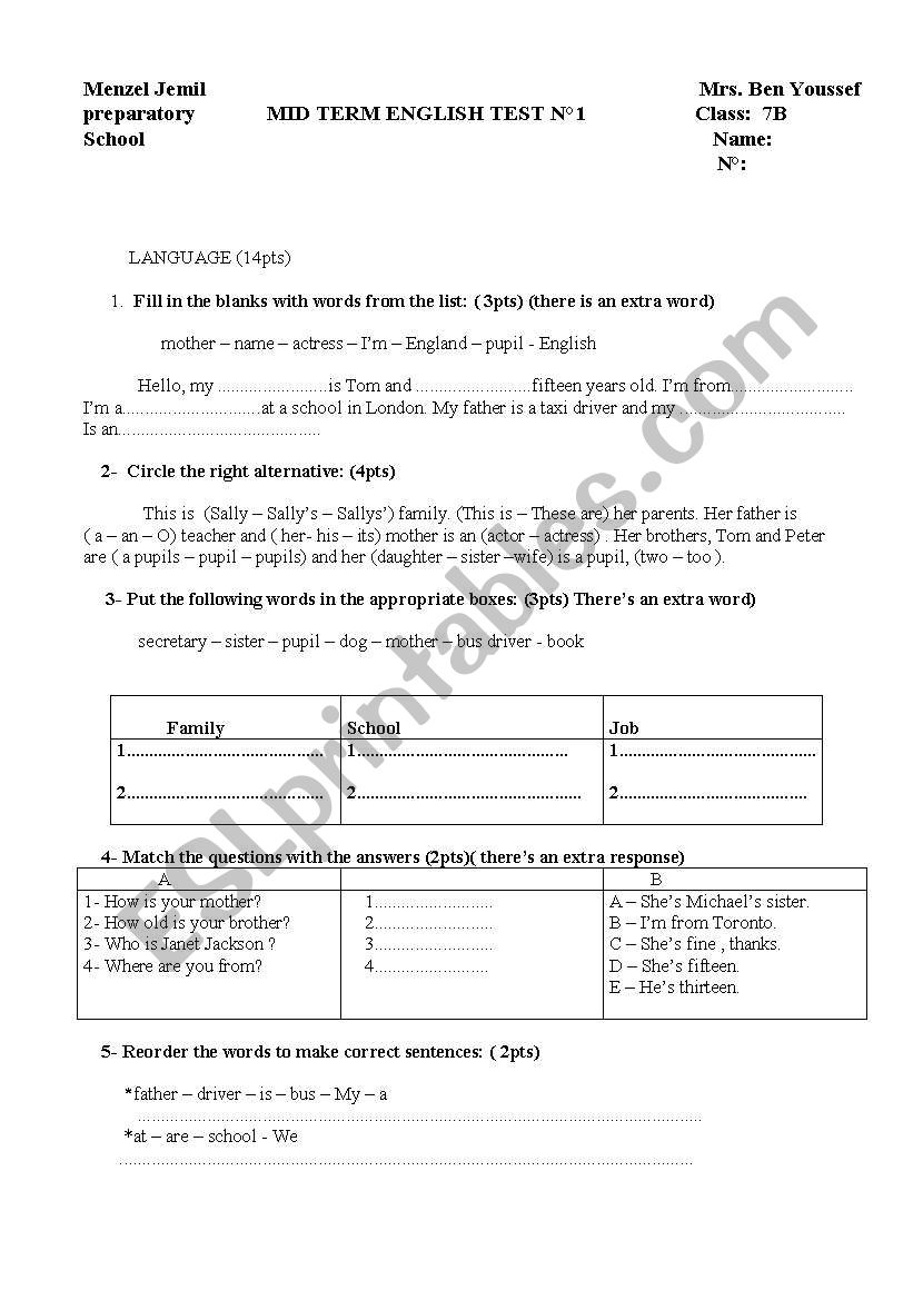 Test worksheet