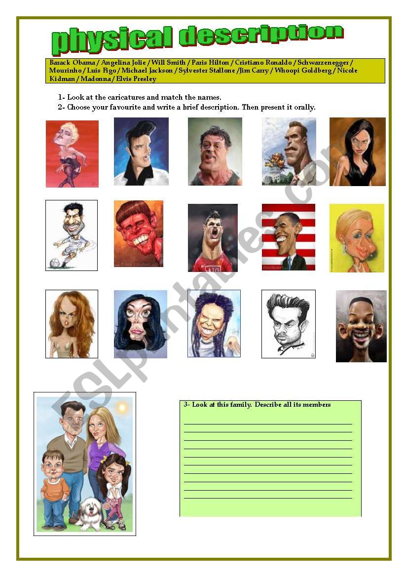 caricatures - physical description