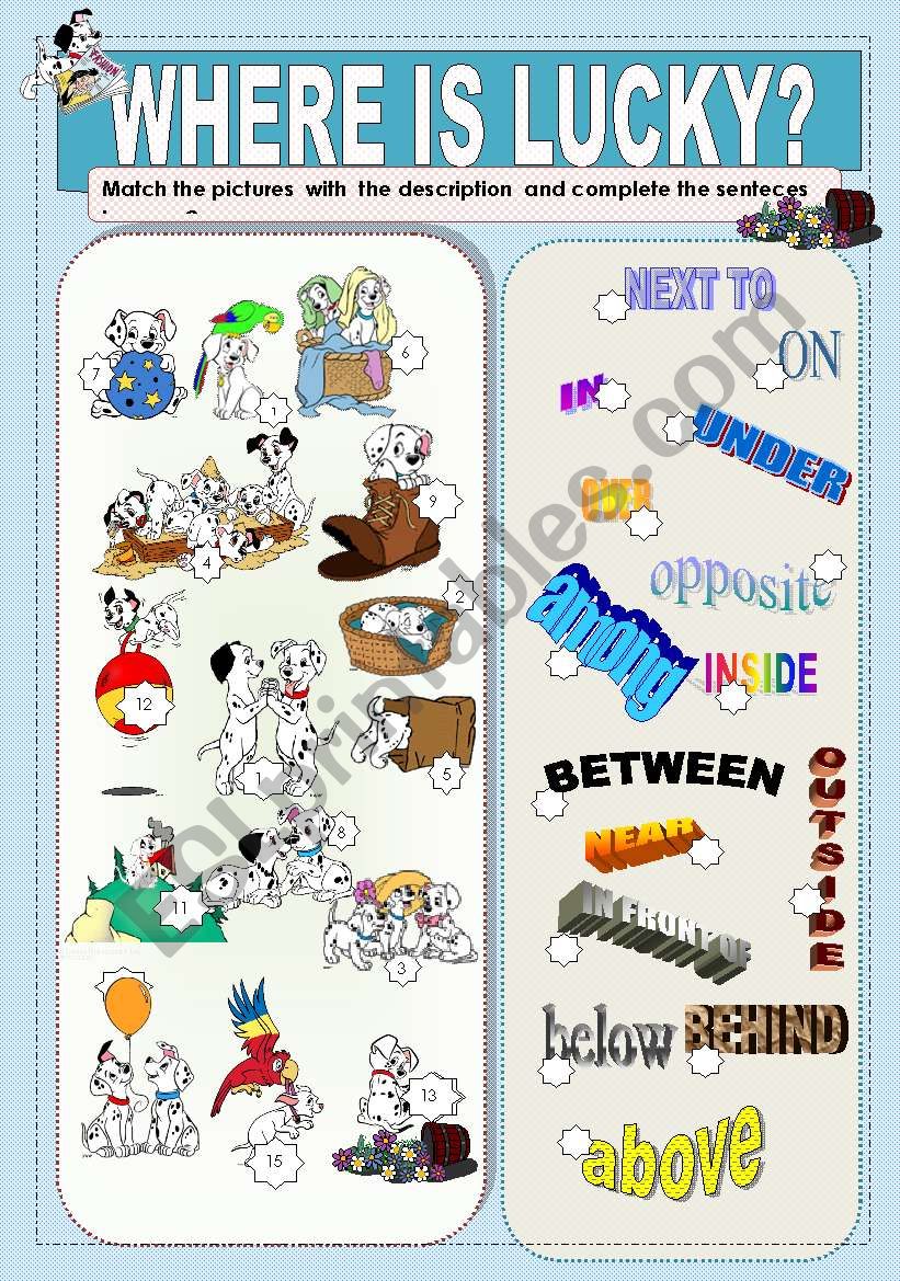 Prepositions of Place plus exercise and key  3 pages