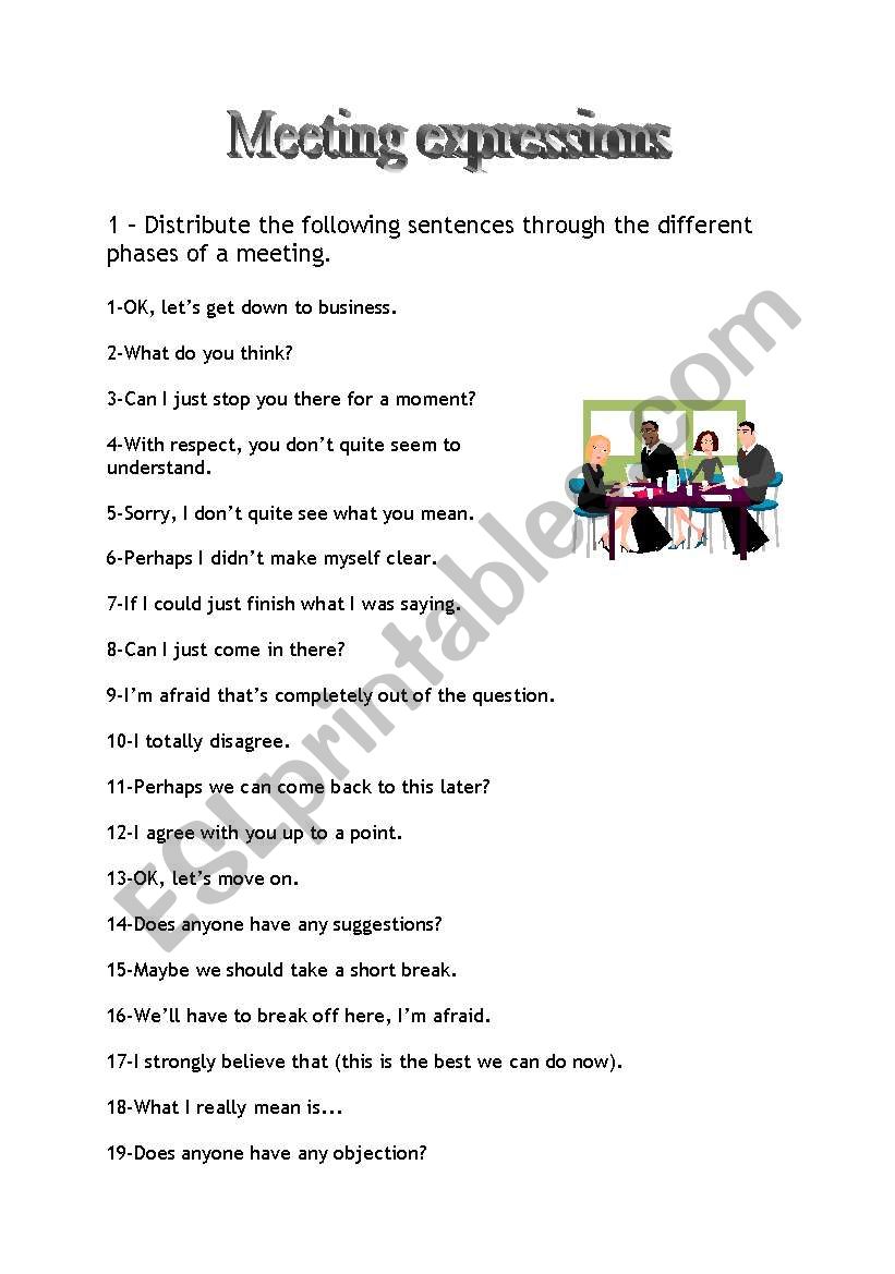 Meeting Expressions worksheet