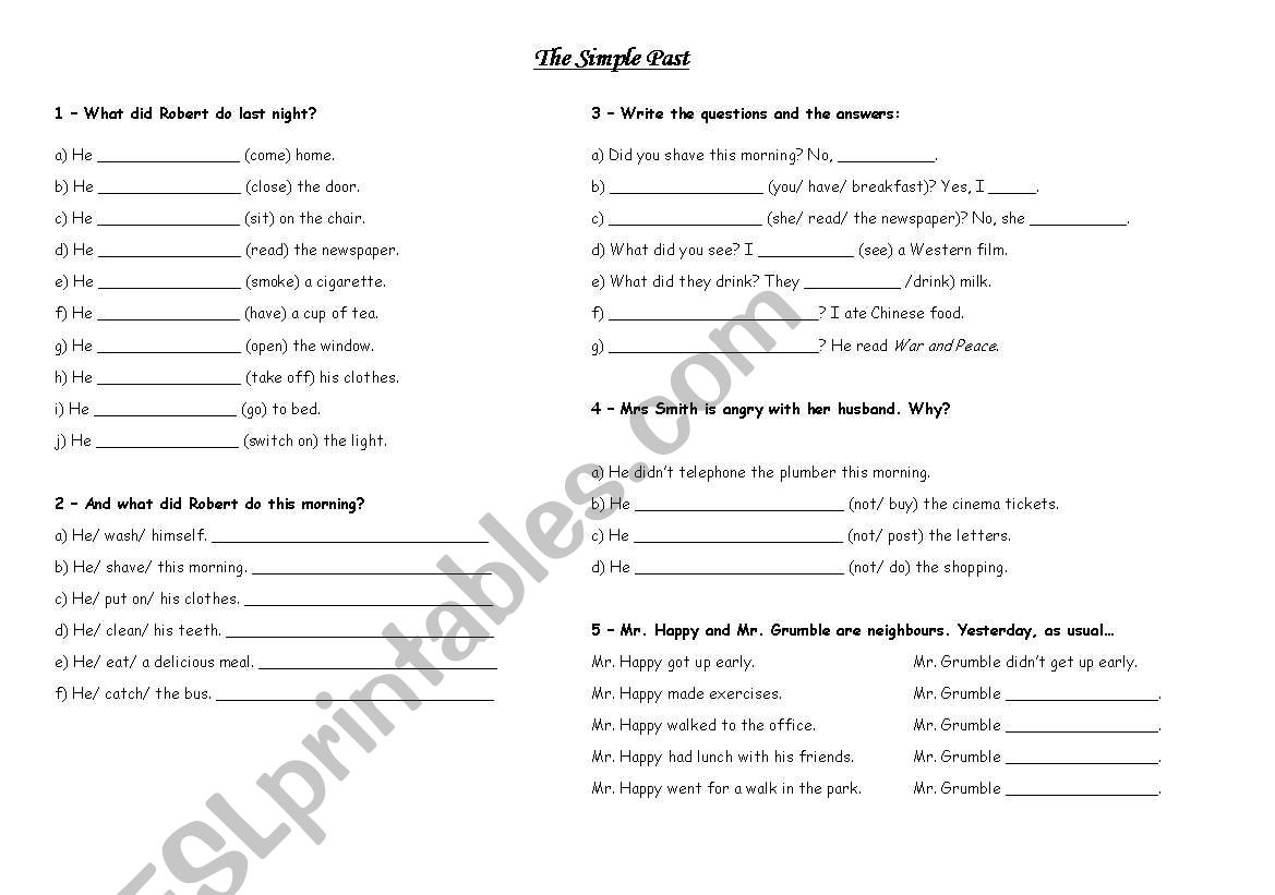 Simple Past (regular and irregular verbs)