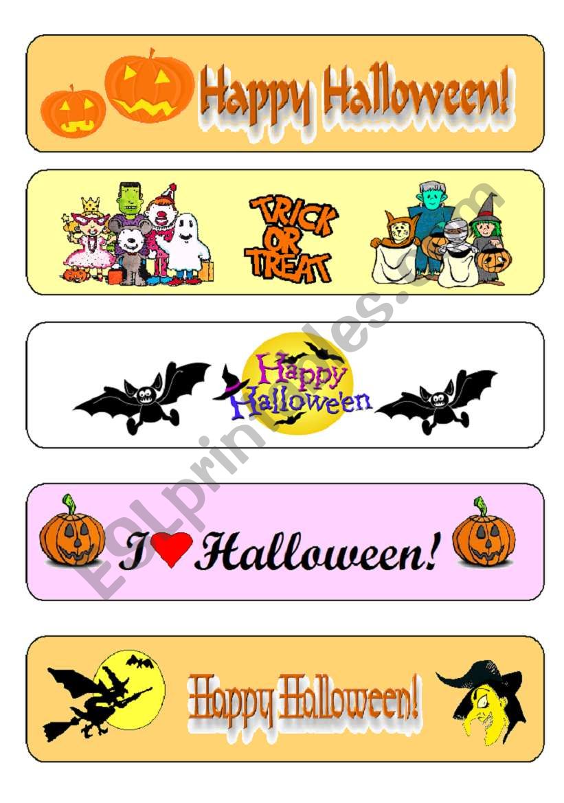 Halloween bookmarks worksheet