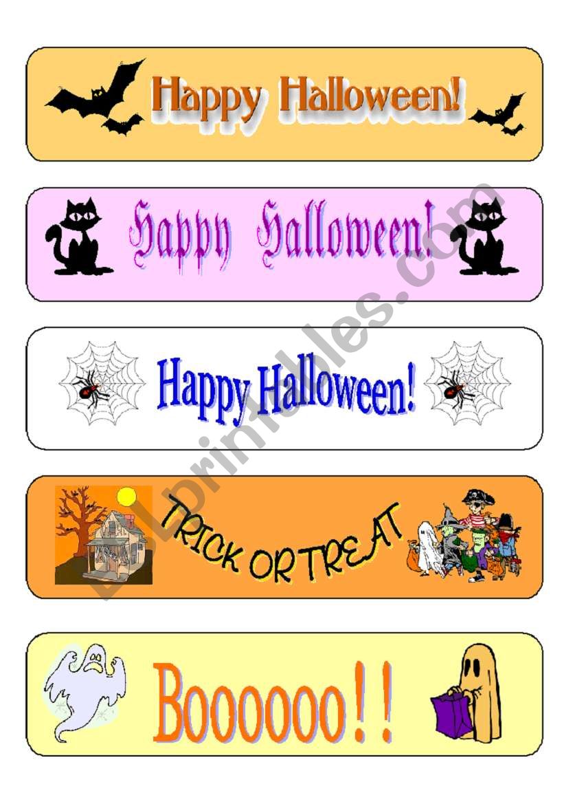Halloween bookmarks worksheet