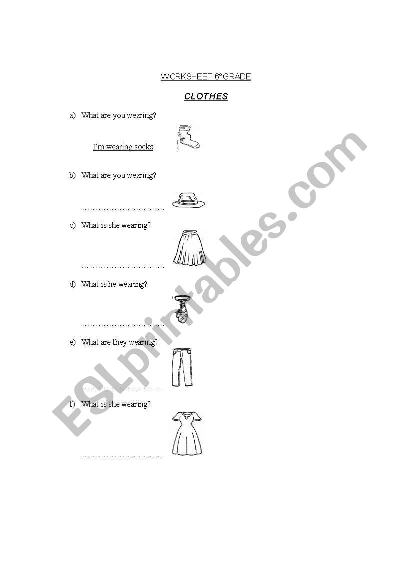 Clothes worksheet