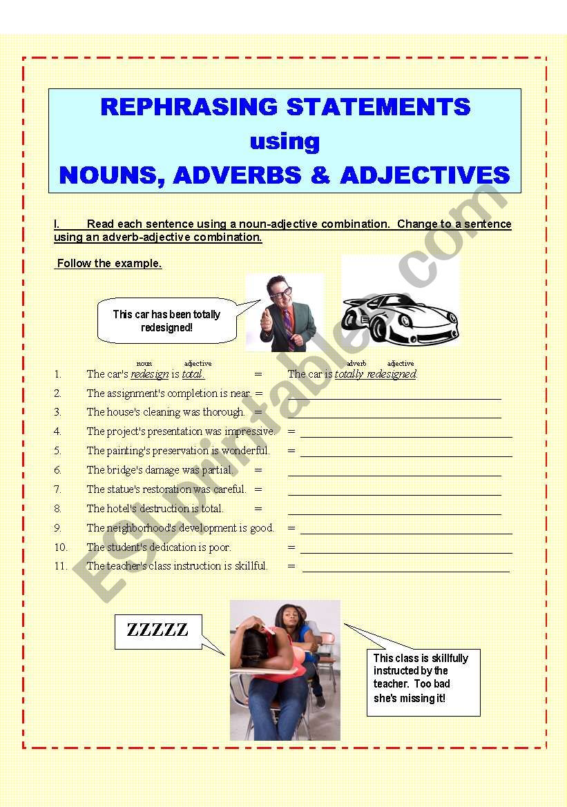 Verbal Skills:  Adjectives (2 pages, plus KEY)