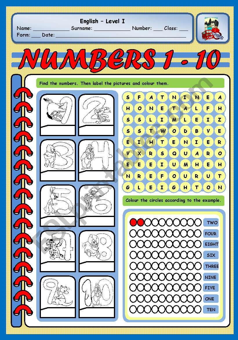 NUMBERS worksheet