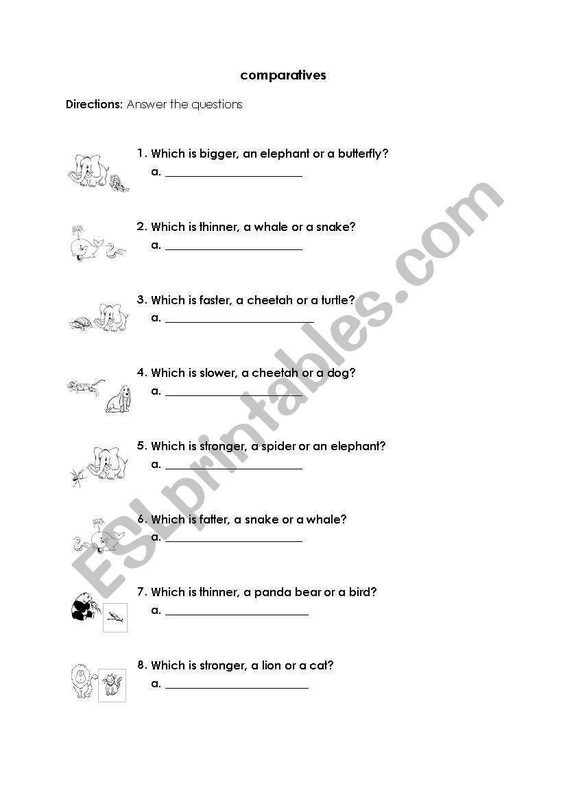 Comparatives worksheet