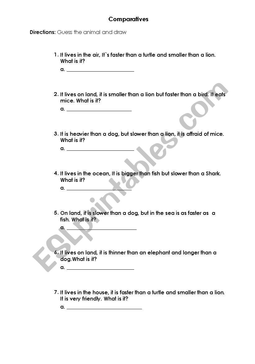 Comparatives worksheet