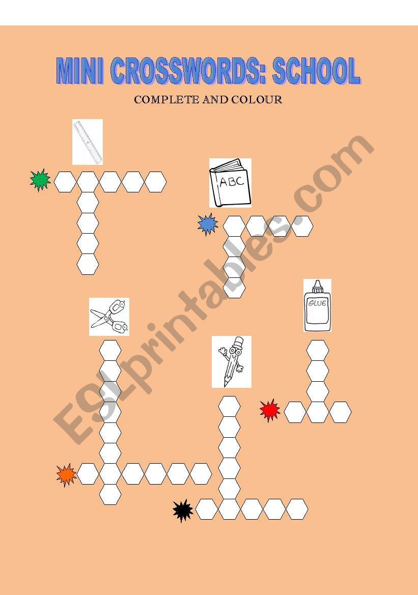 MINI CROSSWORDS FOR KIDS worksheet