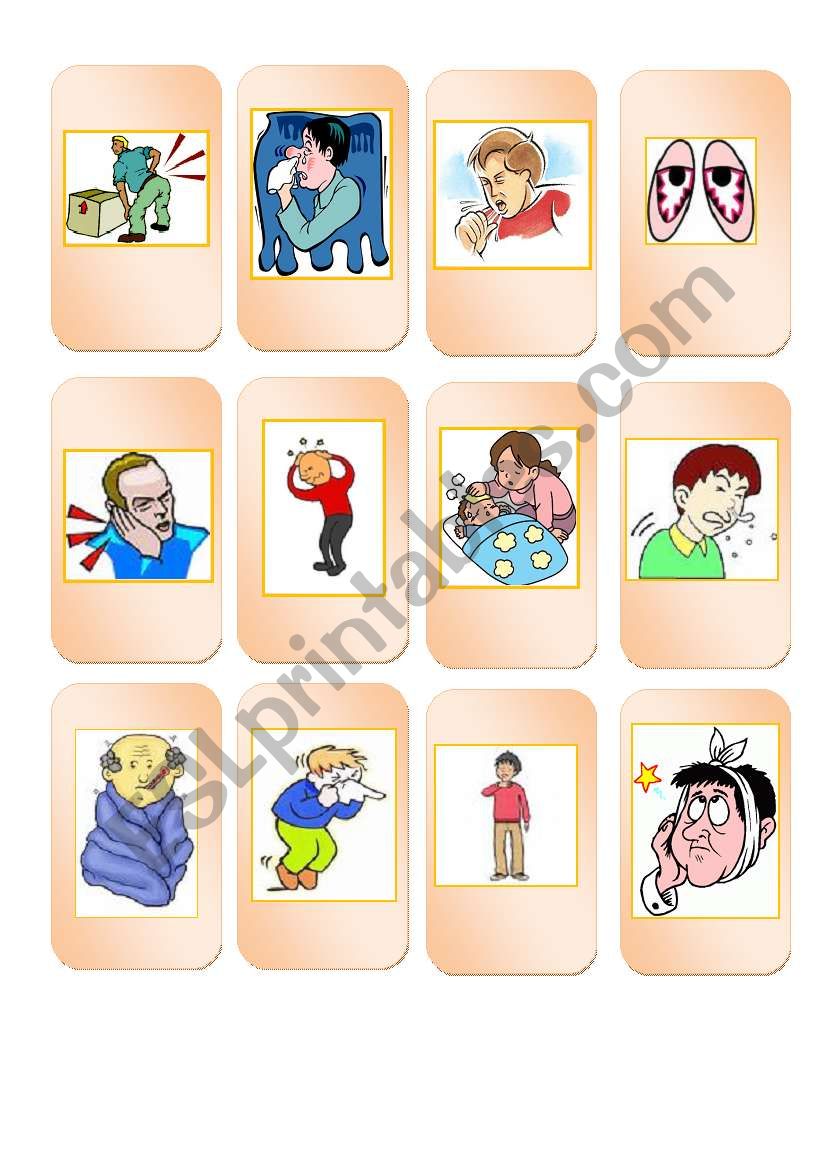 Card game Hhealth Problems worksheet