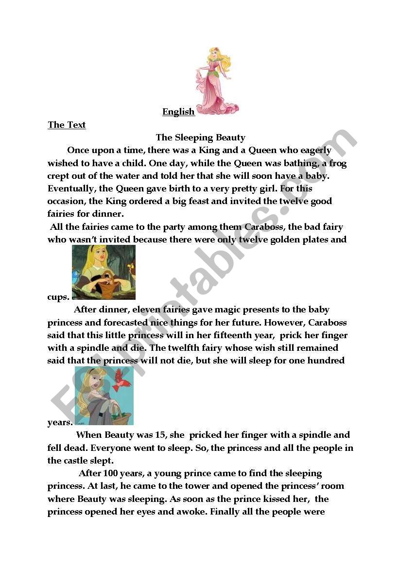 The sleeping beauty worksheet