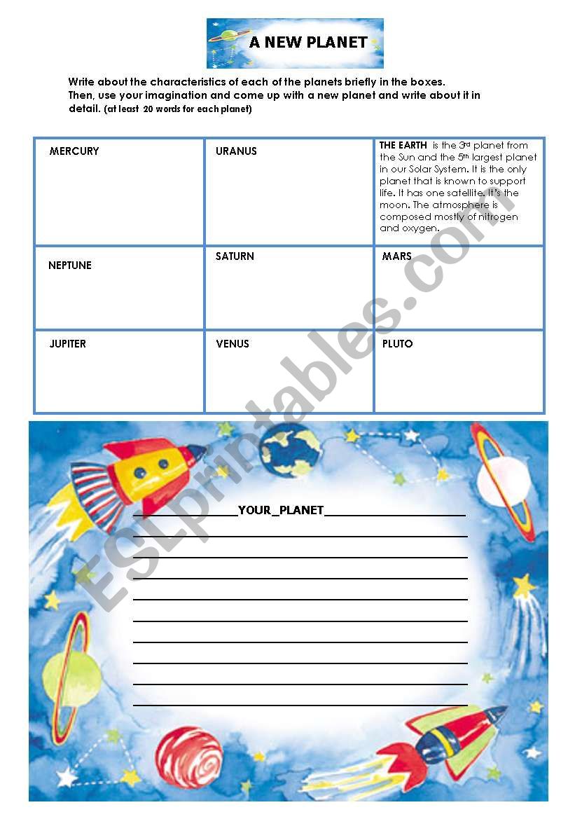A New Planet worksheet