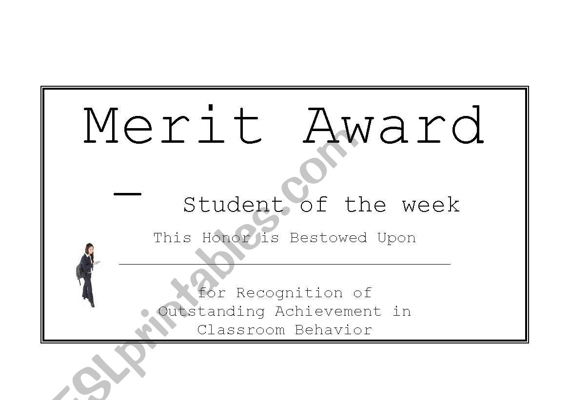 Merit Award worksheet