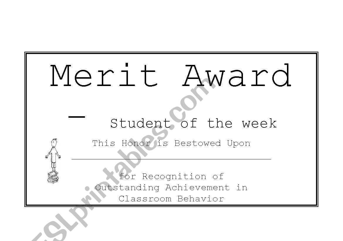 Merit Award  for Boys worksheet