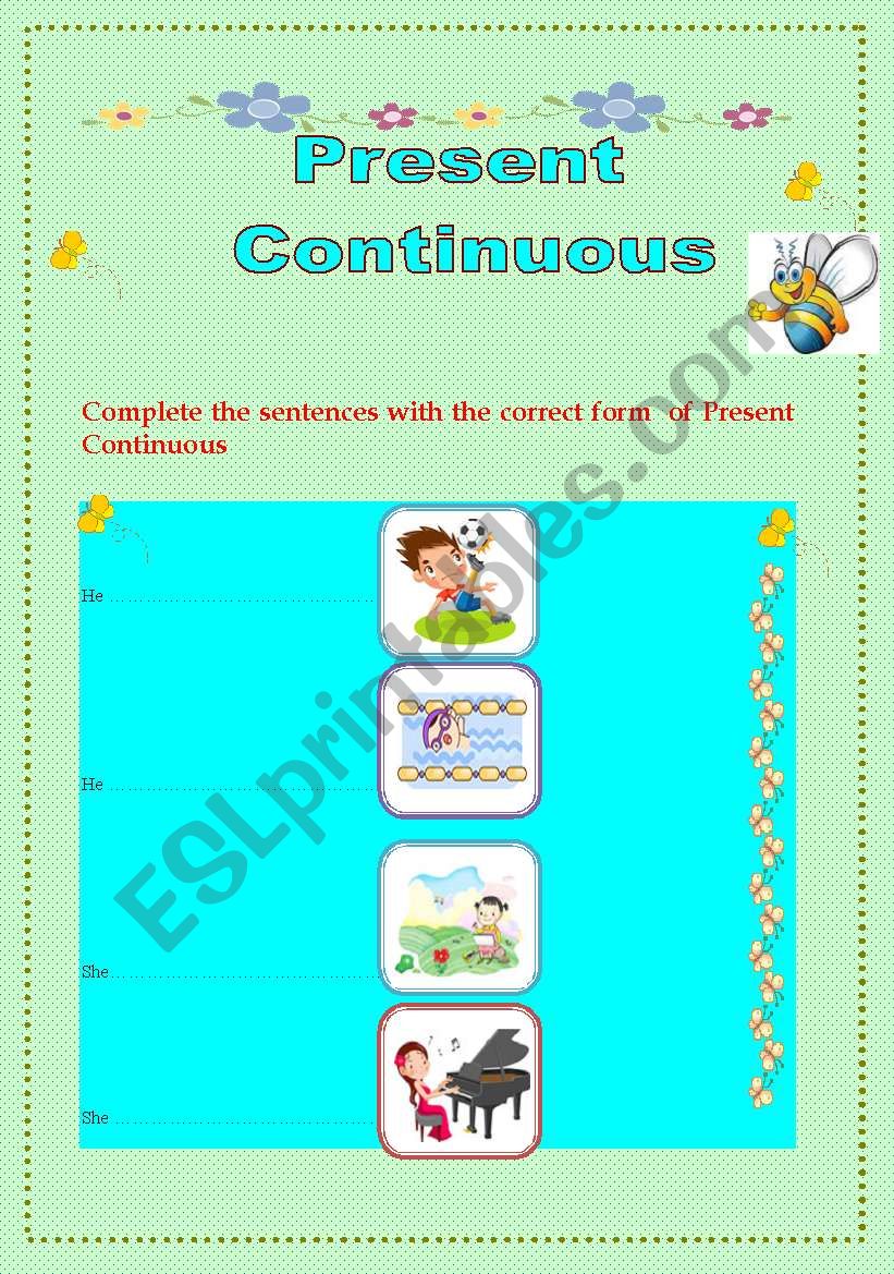 Present continuous worksheet