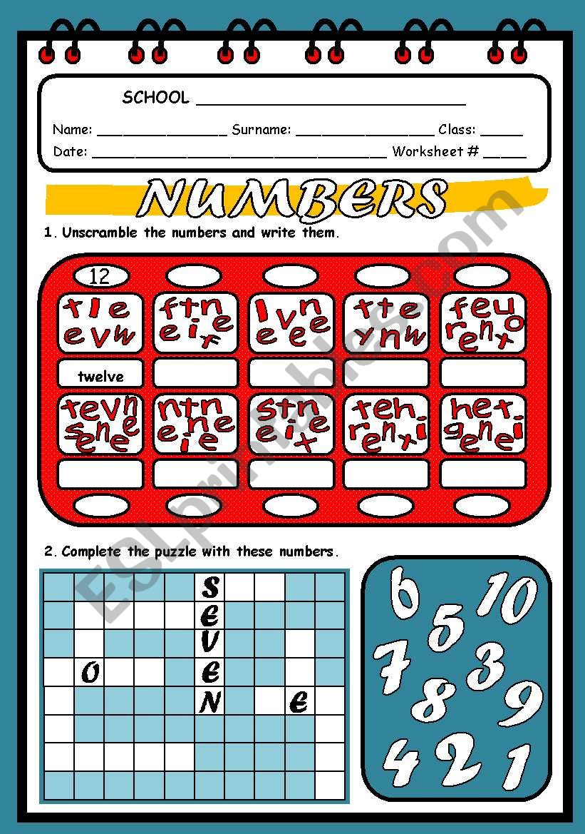 NUMBERS worksheet