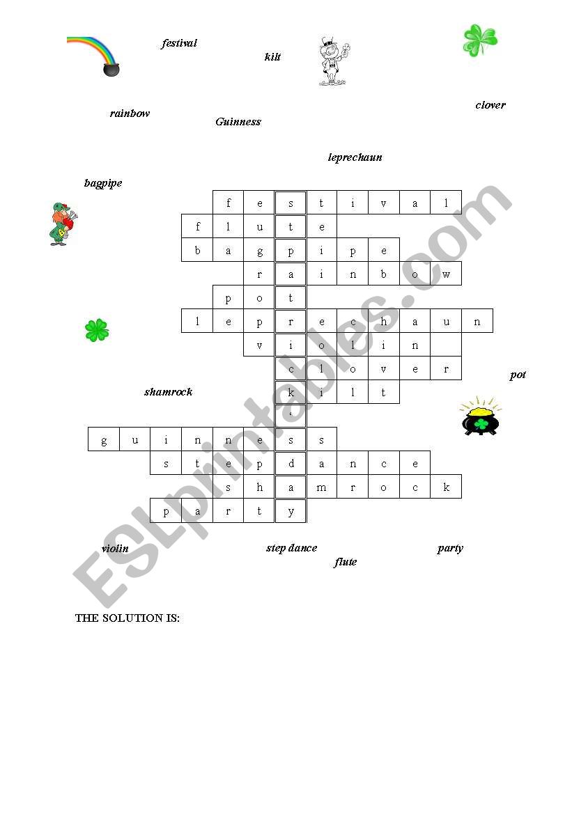Solution for the St. Patricks crossword
