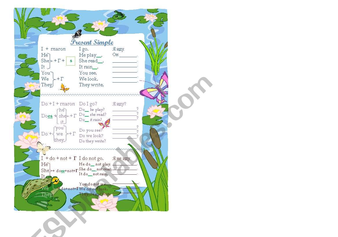 Present Simple (do) chart worksheet