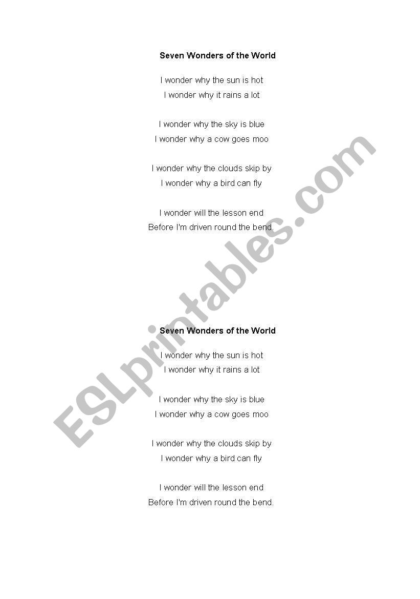 poem worksheet