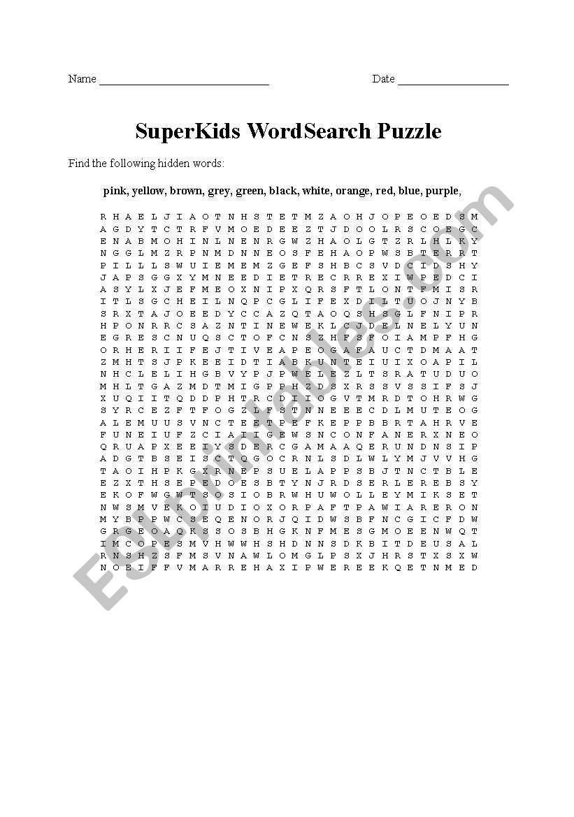 Colours worksheet