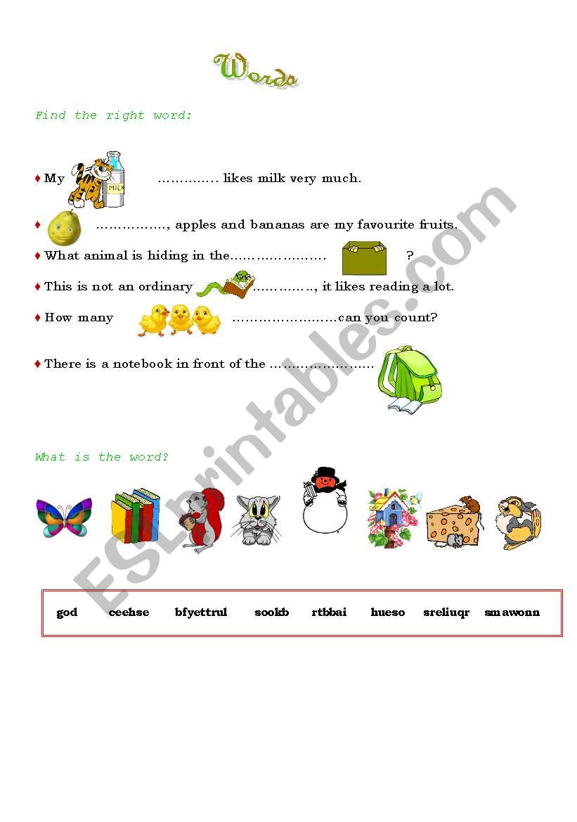 words worksheet