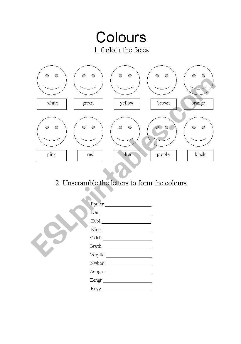 Colours for  the youngest worksheet