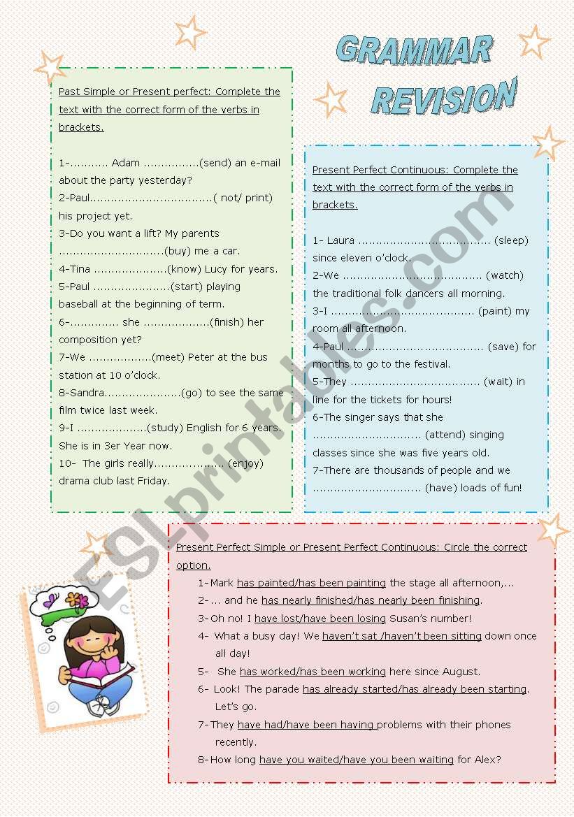 grammar revision worksheet