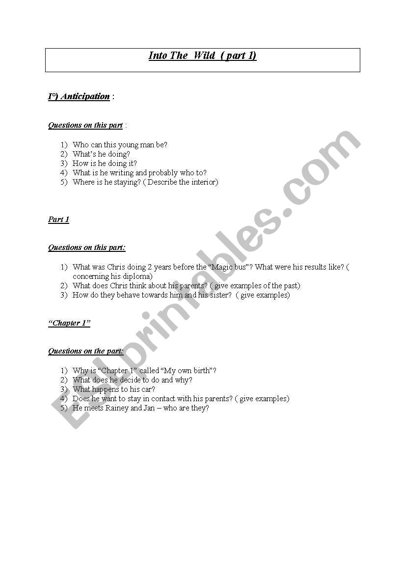 Into the wild ( film) worksheet