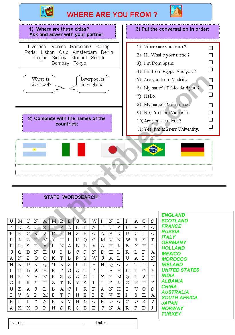 Countries. Where are you from?