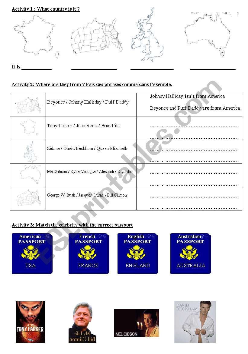 countries and nationalities worksheet