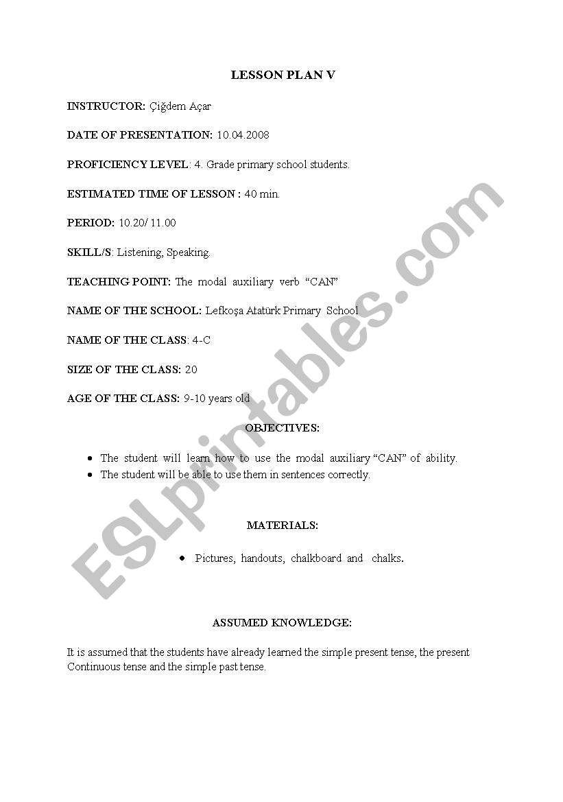 can  worksheet