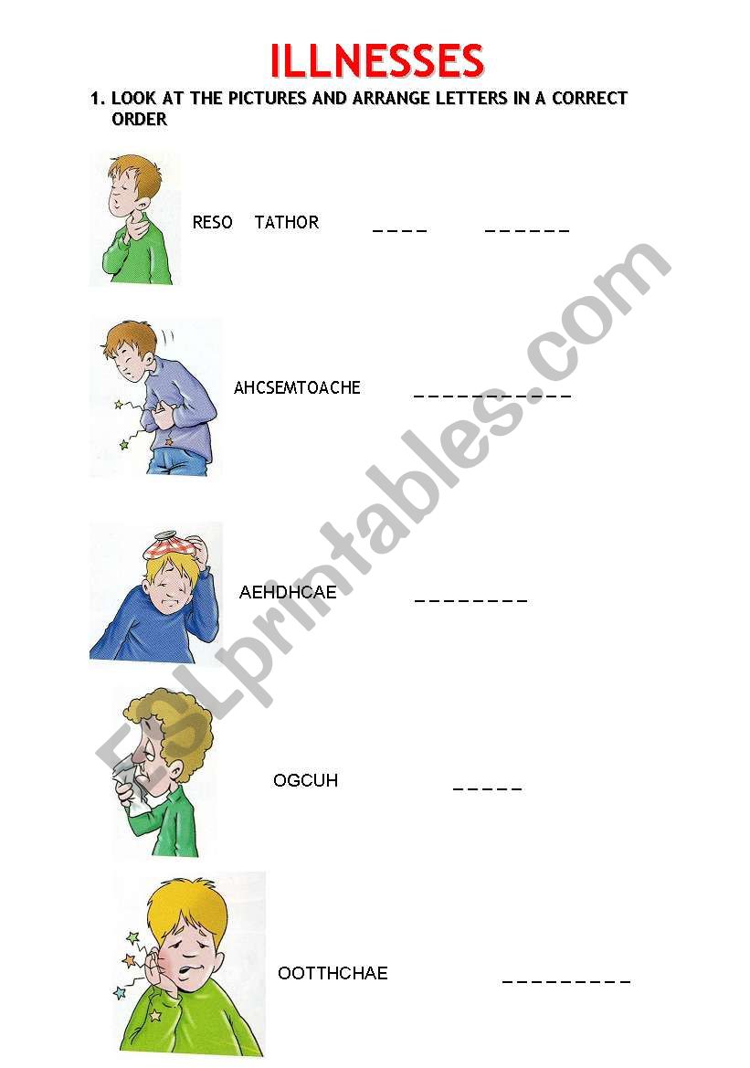 illnesses worksheet