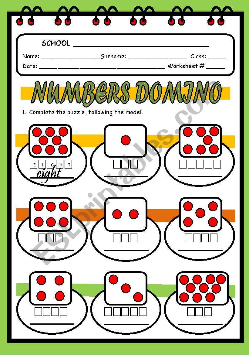 NUMBERS DOMINO worksheet