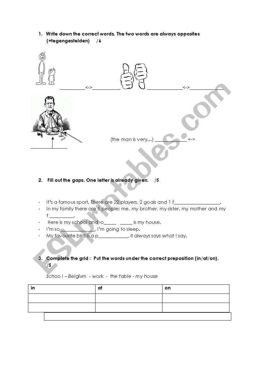 Vocabulary + adjectives worksheet