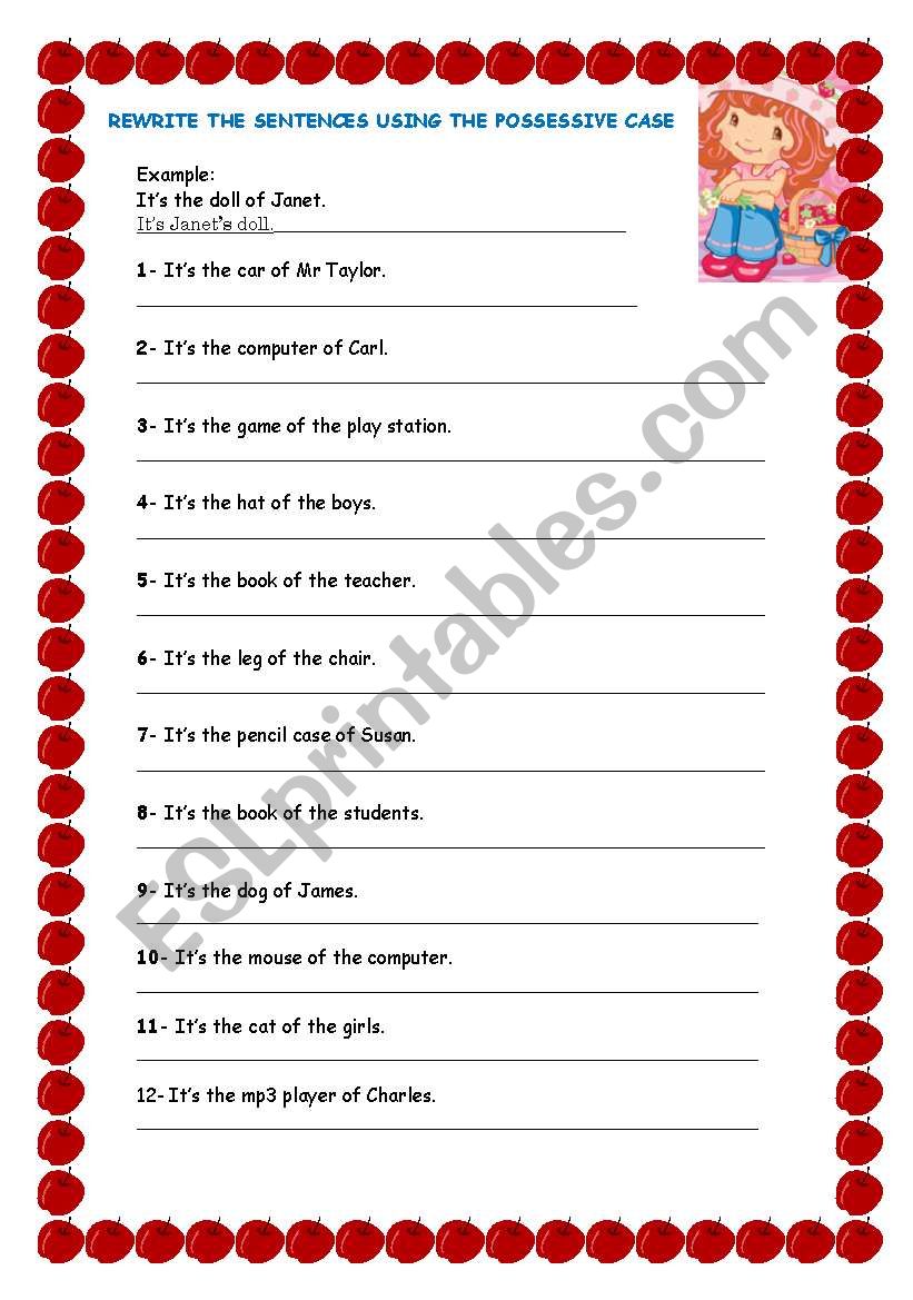 Possessive case worksheet