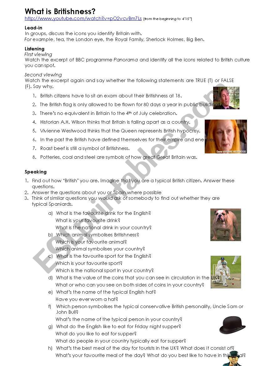 BRITISHNESS worksheet